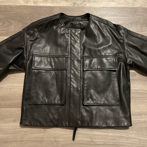 Zara Men's Black Leather Jacket - Picture 3 of 3